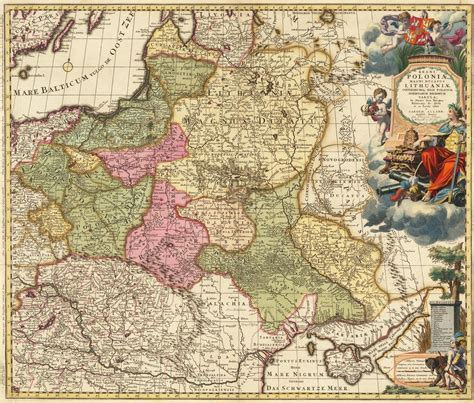 Ancient Map Of Poland 1697 Very Rare Map Fine Reproduction Etsy