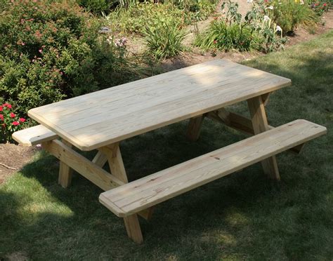 Treated Pine 6 Picnic Table W Attached Benches Etsy In 2022 Picnic Table Picnic Outdoor