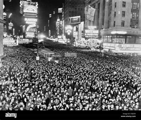 New Years Eve Celebration On Times Square In New York 1938 Stock Photo