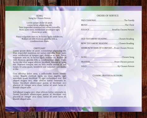 Purple Funeral Program Template Funeral Prayer Card Etsy