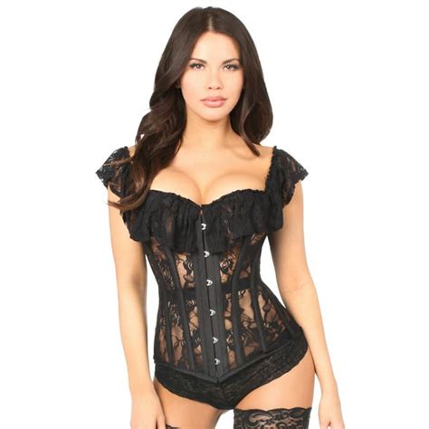 Daisy Corsets Daisy Corsets Top Drawer Black Sheer Lace Steel Boned Corset