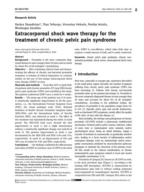 Pdf Extracorporeal Shock Wave Therapy For The Treatment Of Chronic