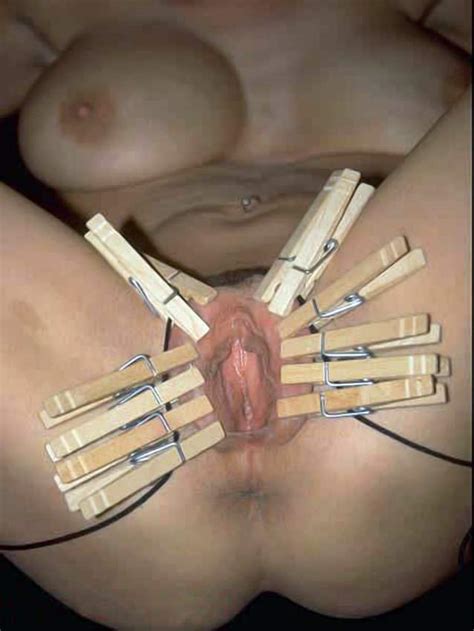 Clothespins Pussy Play Torture Photos