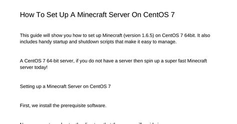 How To Set Up A Minecraft Server On Centos 7bckurpdfpdf Docdroid