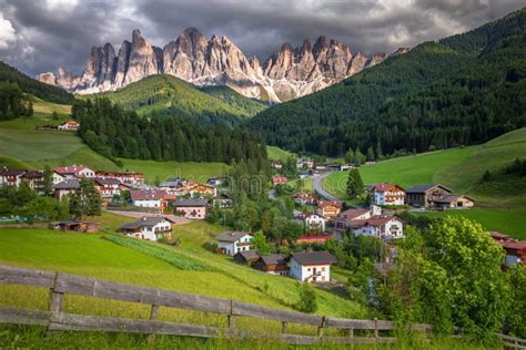 St Magdalena Village In Funes Valley Dolomites Northern Italy Stock