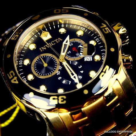 A dive watch looks good, tells you what time it is and serves as dive timer. Mens Invicta Pro Diver Scuba Gold Plated Steel Chronograph Swiss Parts Watch New | eBay