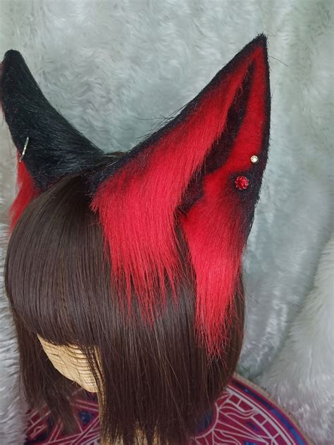 Cosplay Fancy Fox Ears Black And Red Etsy