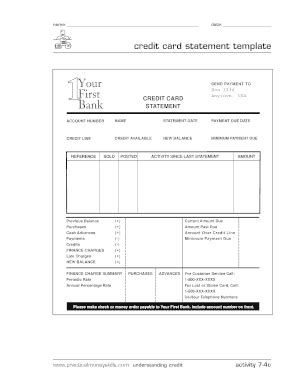 On this page, you'll see your payment due date and cutoff time.(if you have not received your first statement, we haven't calculated your due date, so you don't owe us a payment yet.) free credit card statement template - Fill Out Online Forms Templates, Download in Word & PDF ...