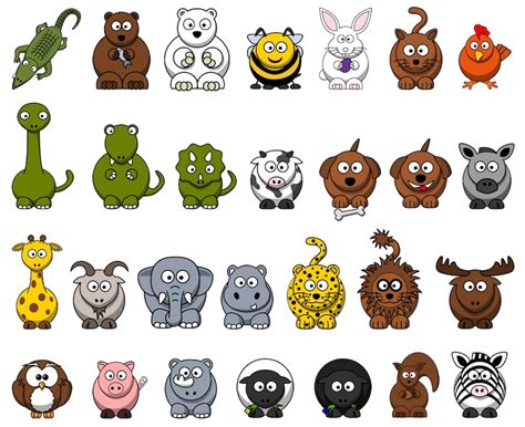 28 Cartoon Animals For Kids Clipart In Svg Etsy