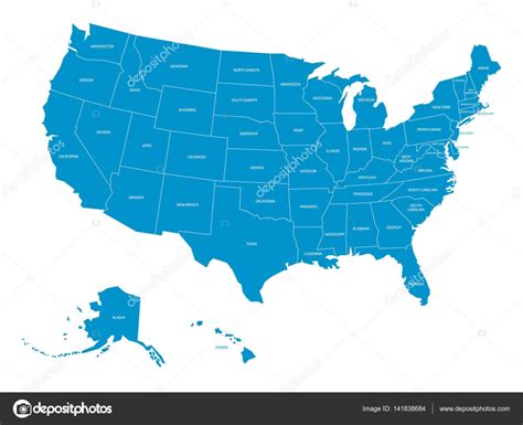 Map Of United States Of America With State Names Simplified Dark Grey