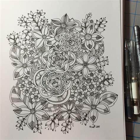 Slow Doodle Flower Shapes By Kc Doodle Art Flowers Doodle Art