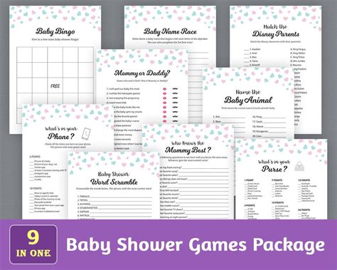 Fun Baby Shower Games Package Party Games Bundle Twins Baby Etsy