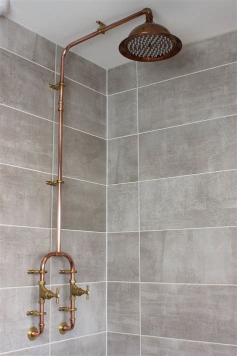 Outdoor showers nz home decor ideas. Copper shower with fixed head | Shower plumbing, Rustic ...
