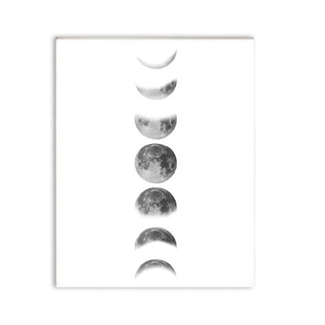 Abstract Moon Phases Chart Minimalist Nordic Black And White Canvas
