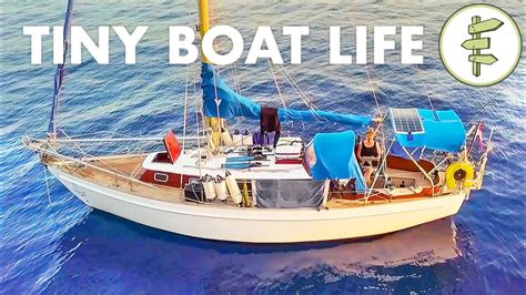 Living On A TINY 28ft Salvaged Sailboat For 2 Years BOAT TOUR YouTube