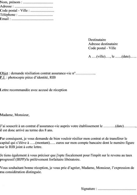 Résiliation en loi châtel : lettre resiliation contrat assurance deces - Modele de lettre type