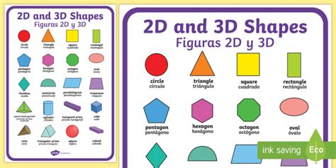 2d And 3d Shapes A2 Display Poster Englishspanish