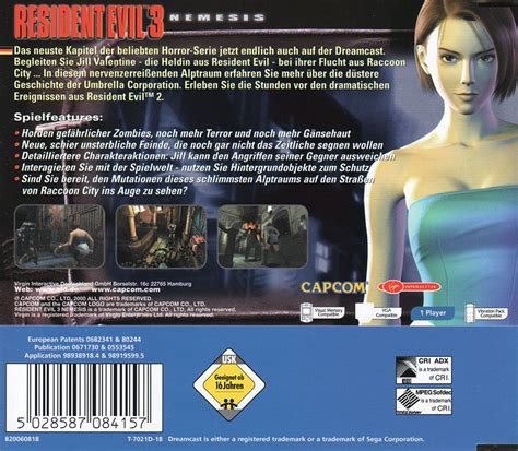 Resident Evil 3 Nemesis Cover Or Packaging Material Mobygames