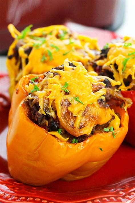 Slow Cooker Stuffed Bell Peppers Slow Cooker Foodie