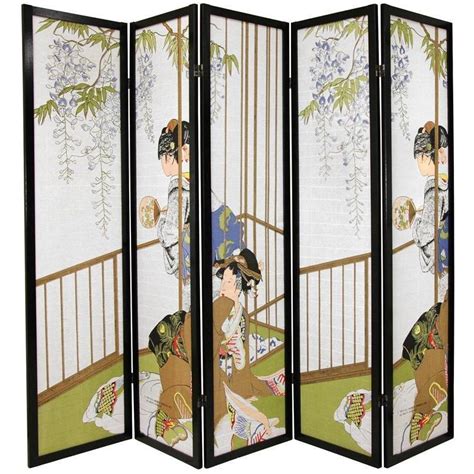 Shop Wood And Rice Paper 6 Foot 5 Panel Geisha Shoji Screen China