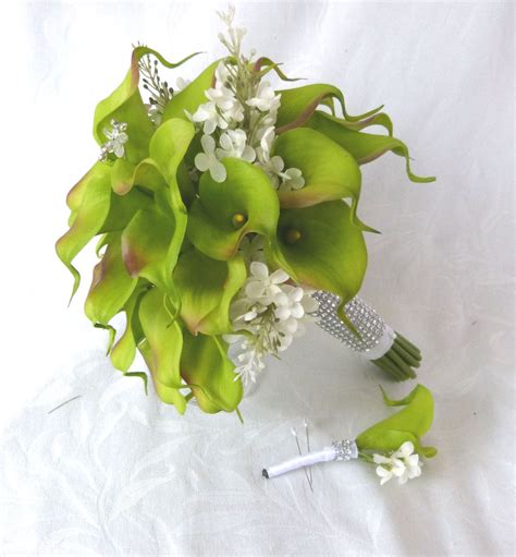 Green Calla Lily Wedding Bouquet Simple Elegant Real Touch