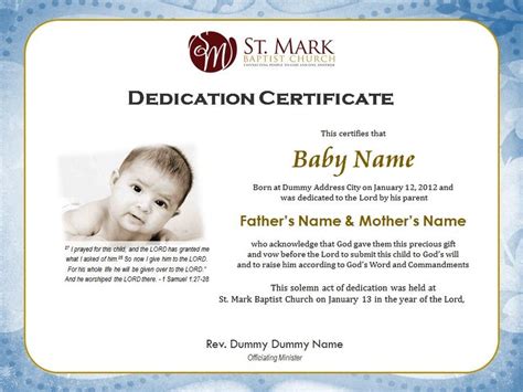 Baby Dedication Certificate Graphic Design Pdf Freelancer