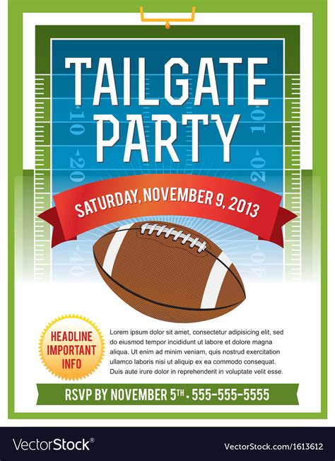 American Football Tailgate Party Flyer Royalty Free Vector