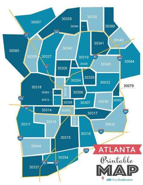 Map Of Atlanta Postcode Zip Code And Postcodes Of Atlanta