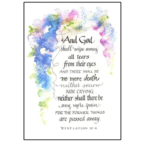 Christian Bible Sympathy Card In Calligraphy And Watercolor X