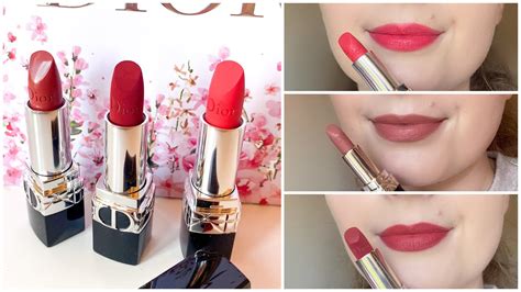 New Dior Rouge Refillable Lipsticks Swatches 6 Lipsticks Different Finishes Youtube