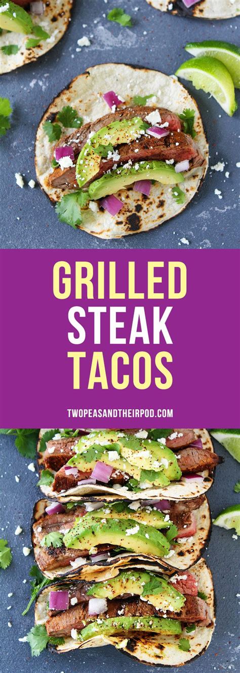 Grilled Steak Tacos With Avocado Cilantro Red Onion And Queso Fresco