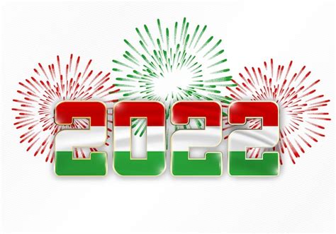 2022 Nowy Rok Tło Z Flagą Narodową Węgier I Fajerwerkami Premium Wektor