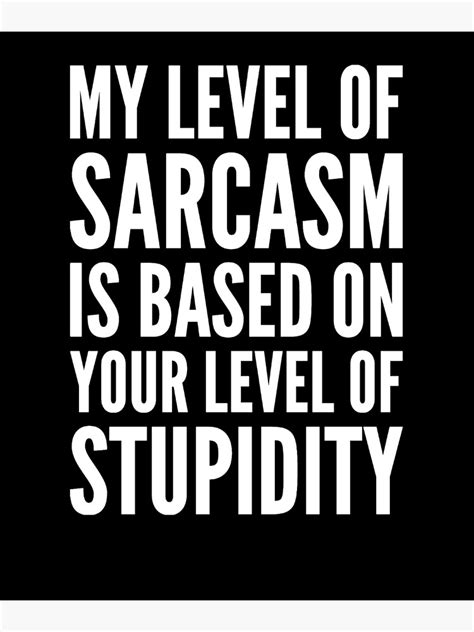 My Level Of Sarcasm Depends On Your Level Of Stupidity Poster By