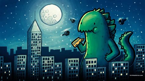 Cartoon Drawing Godzilla 1366x768 Wallpaper Wallhavencc