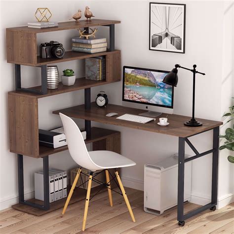 Tribesigns Rotating L Shaped Computer Desk With 6 Tier