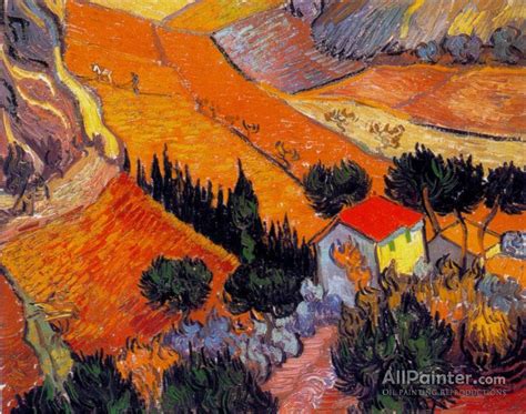 Vincent Van Gogh Landscape With Houses And Ploughman Oil Painting