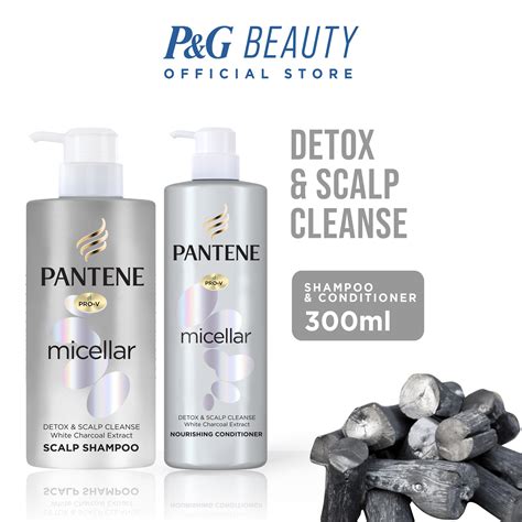 Pantene Pro-V Micellar Charcoal Detox & Scalp Cleanse Shampoo 300mL ...