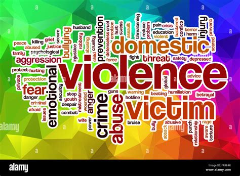 Violence Word Cloud Concept With Abstract Background Stock Photo Alamy