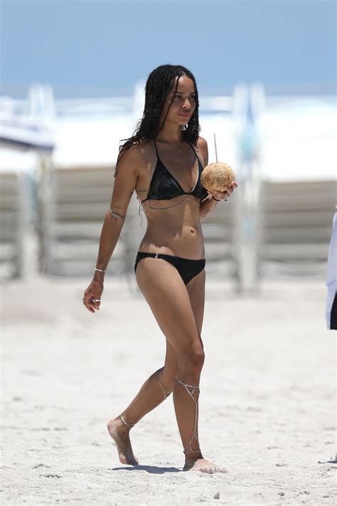 Zo Kravitz In A Black Bikini At A Beach In Miami July