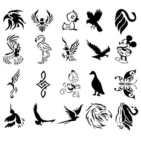 Airbrush Tattoo Stencil Set 52 Book Of 20 Bird Templates
