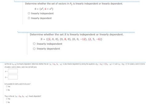 Solved Determine Whether The Set Of Vectors In P2 Is