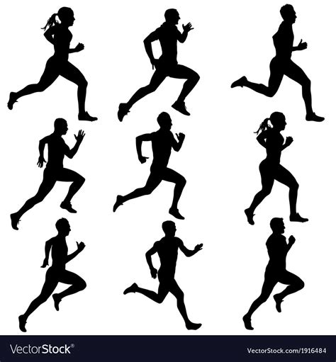Set Running Silhouettes Royalty Free Vector Image