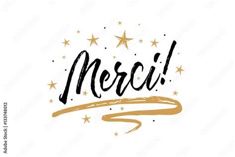 Merci Beautiful Greeting Card Scratched Calligraphy Black Text Word