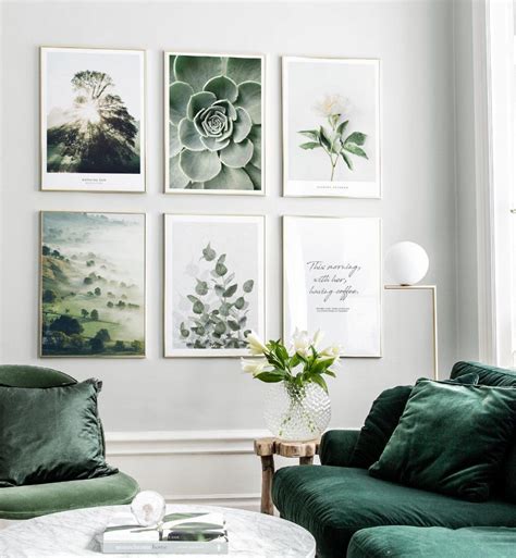Shop furniture, home décor, cookware & more! Mur photo avec cadres dorés et posters nature | Décoration ...