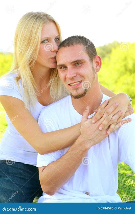 Young Happy Caucasian Couple Sharing Love Royalty Free Stock Photo