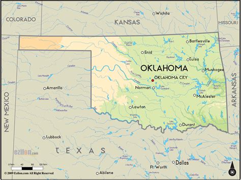 Geographical Map Of Oklahoma And Oklahoma Details Maps Map Of