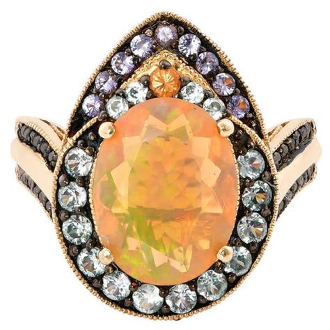 Ethiopian Black Opal Ring With Diamonds In 18 Karat Rose Gold At