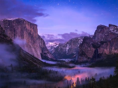 Yosemite National Park California Valley Night Winter