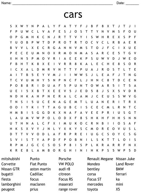 Free Printable Car Makers Word Search Word Find Word