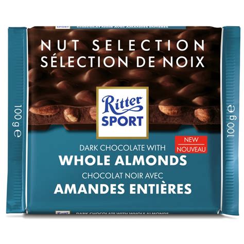 Ritter Sport - Dark Chocolate with Whole Almonds - 100G | London Drugs